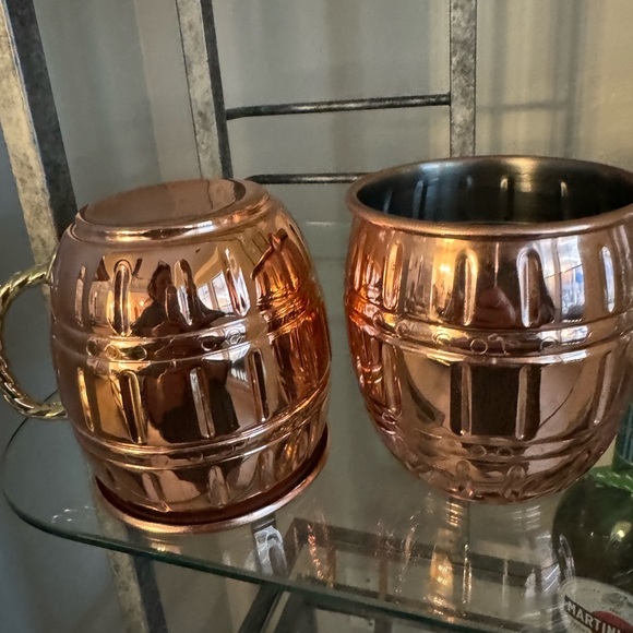 Moscow Mule Set of 2 Copper Barrel Mugs by Silver 1 Internatl. - Picture 2 of 8